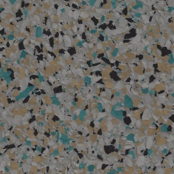 Peacock epoxy flake swatch
